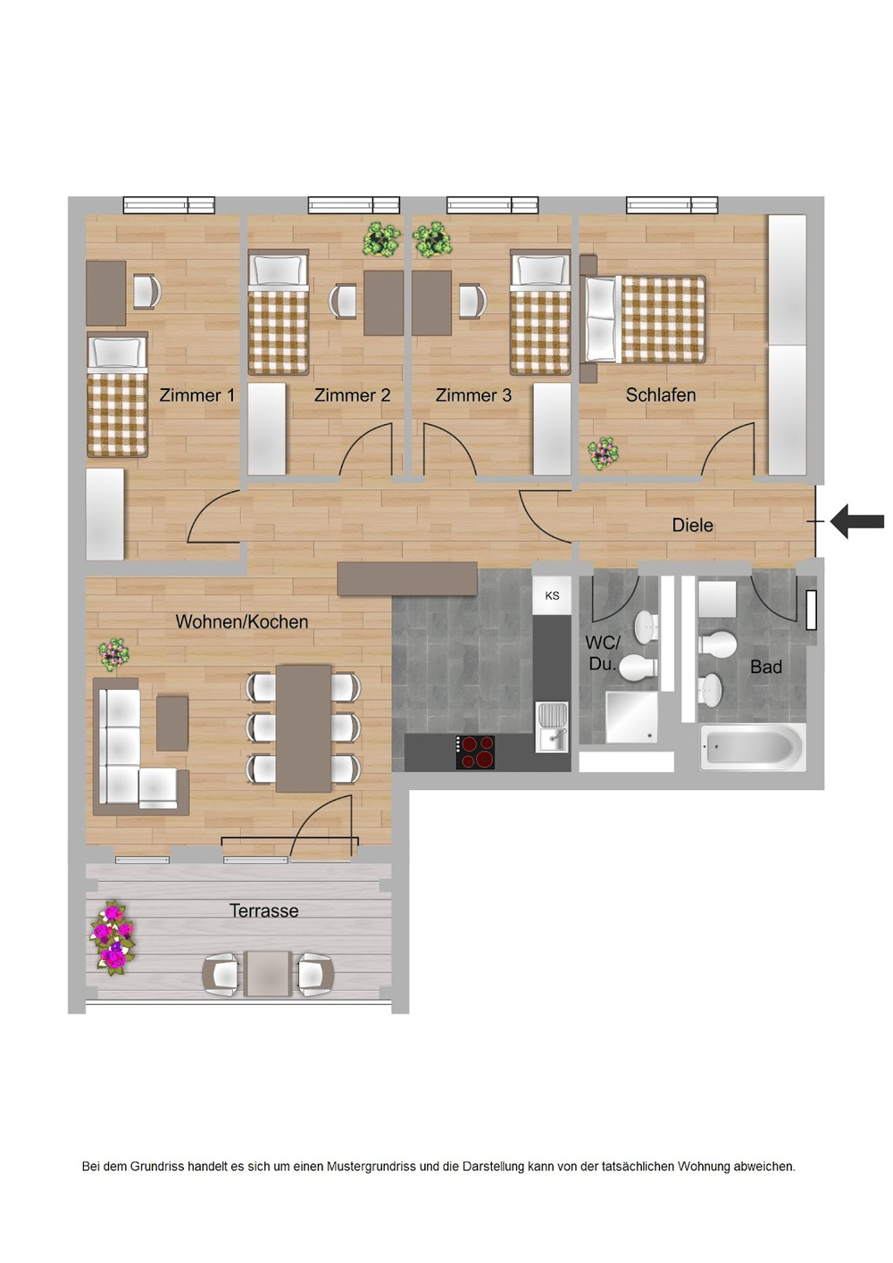 Haus B, Typ 5, 5 Zimmer, 107,55m²