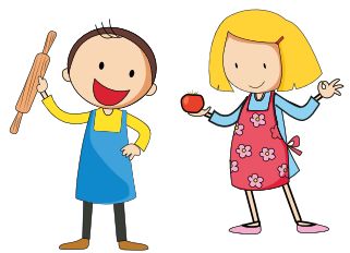 Max und Alina von der Power Bande arbeiten in der Küche.