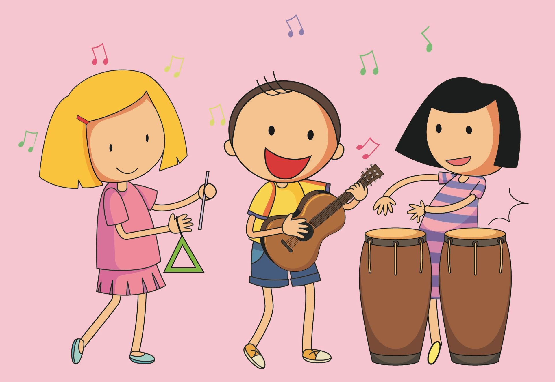 Die Kinder der Power Bande machen zusammen Musik.