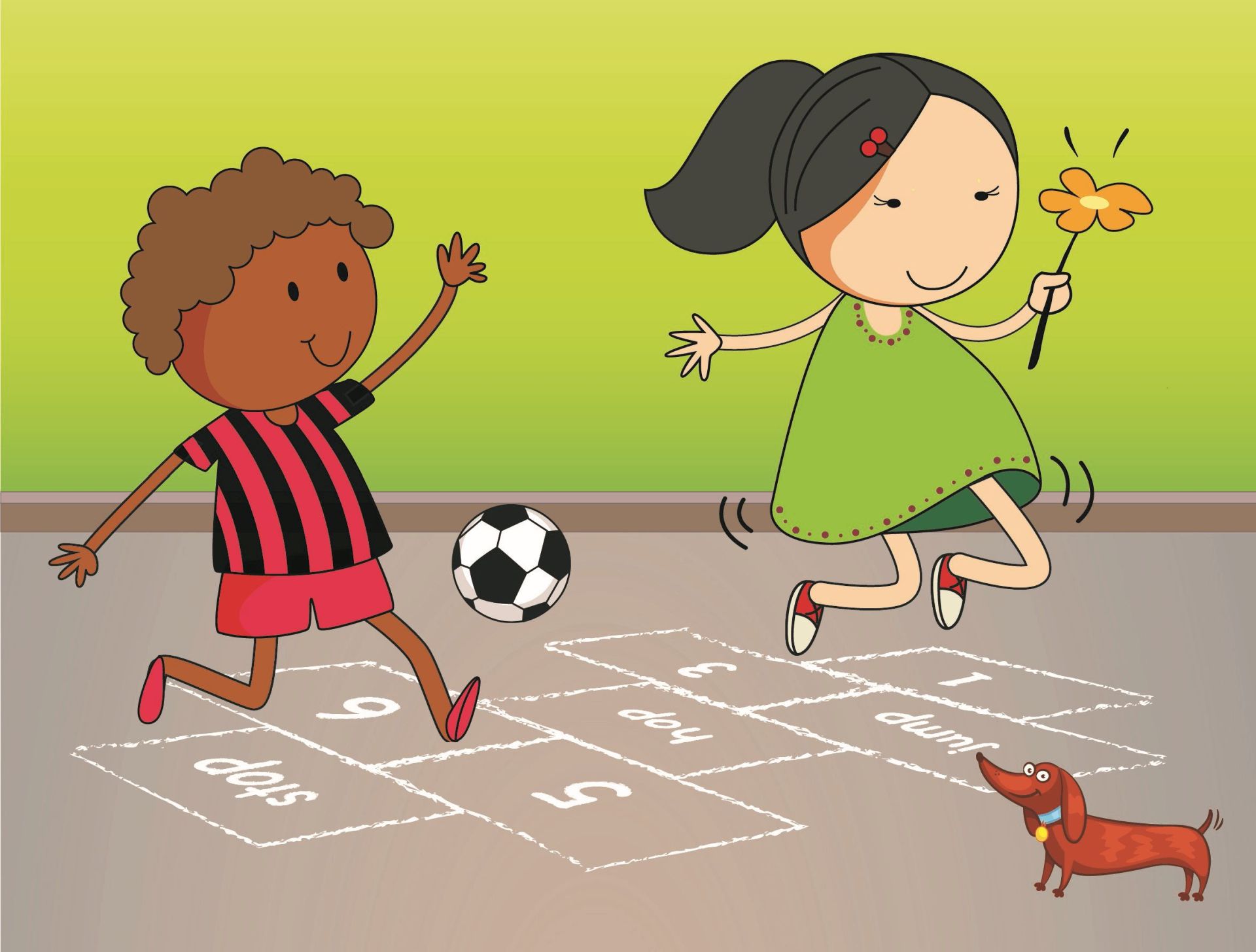 Die Kinder der Power Bande spielen draußen.