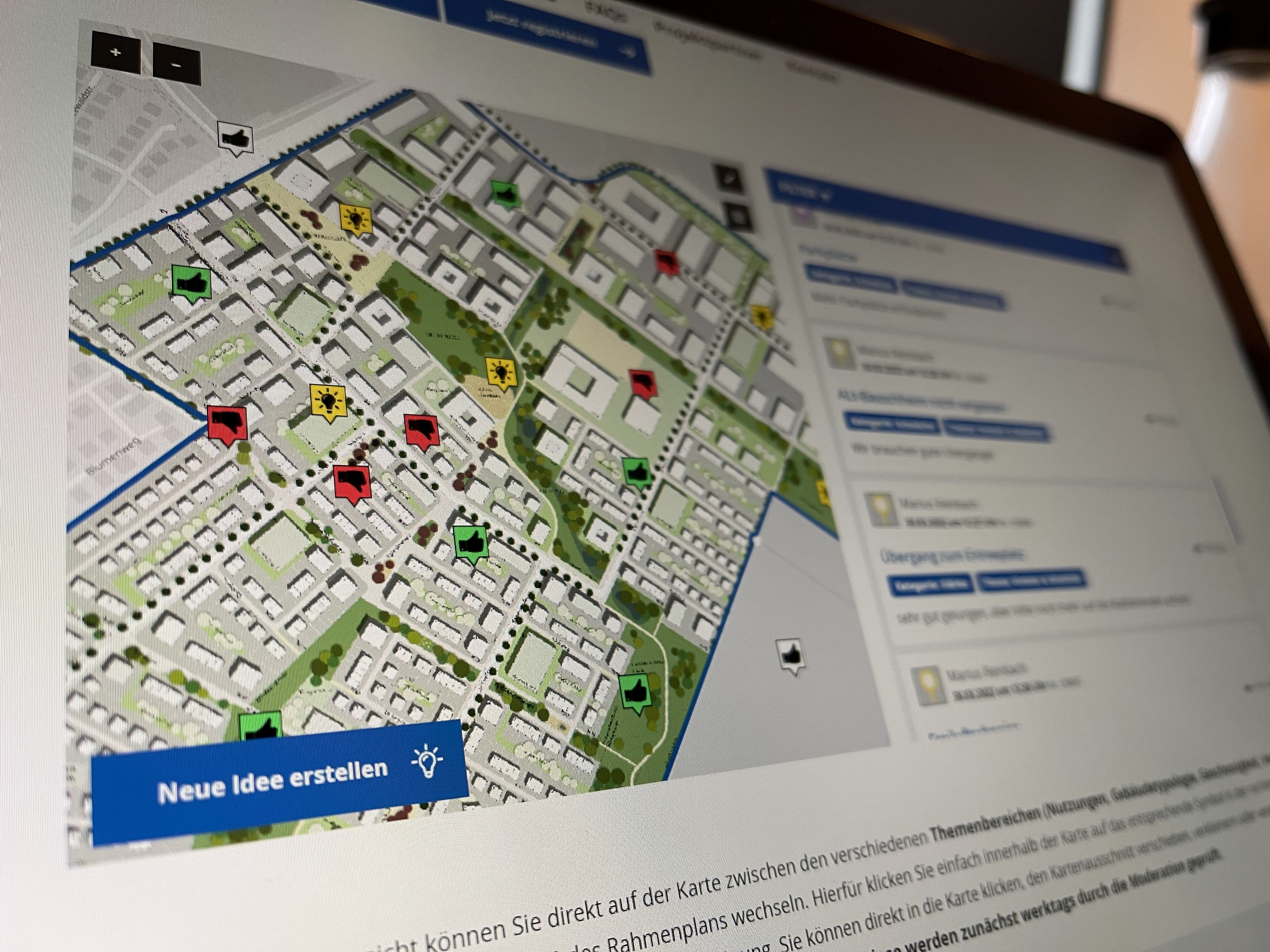 Screenshot von der Homepage Bürgerbeteiligung Eselswiese