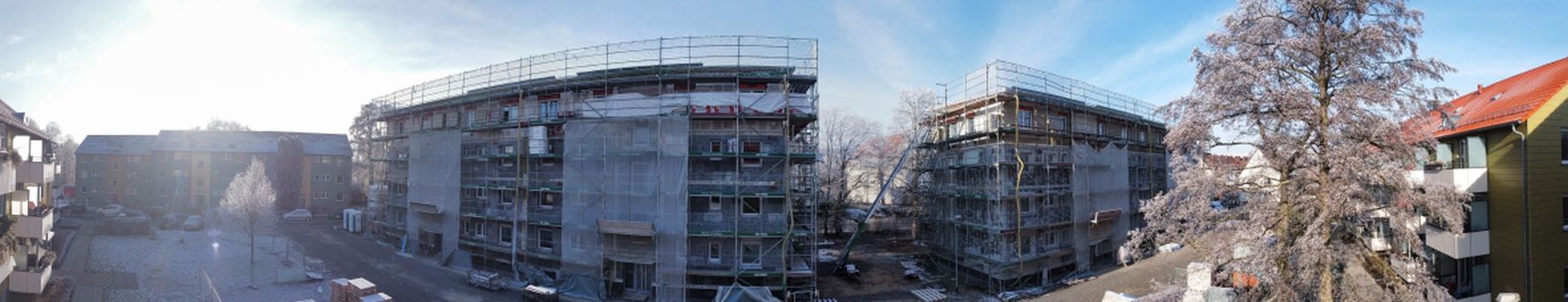 Panoramablick auf die Modernisierung und Aufstockung in Kassel-Harleshausen