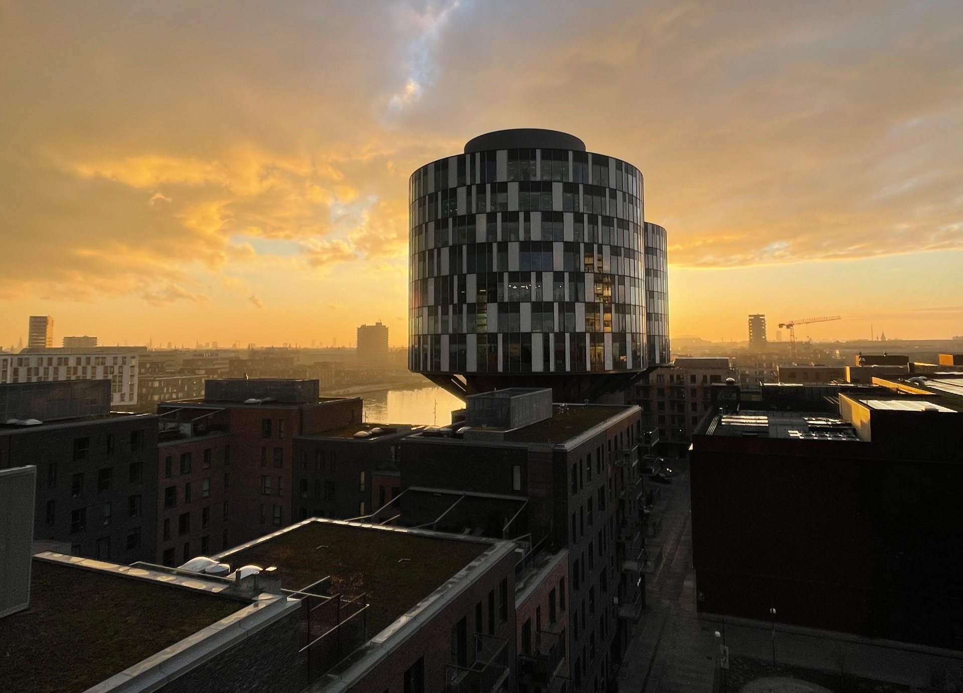Portland-Towers in Kopenhagen bei Sonnenuntergang