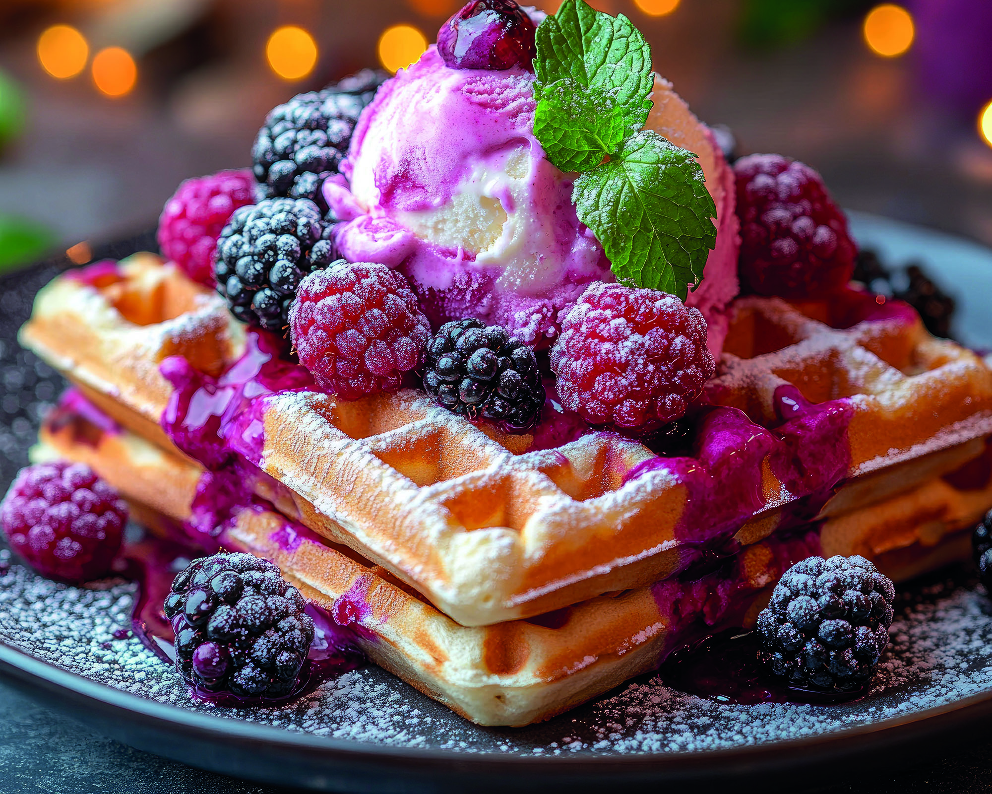 Waffel mit Sahne und Topping