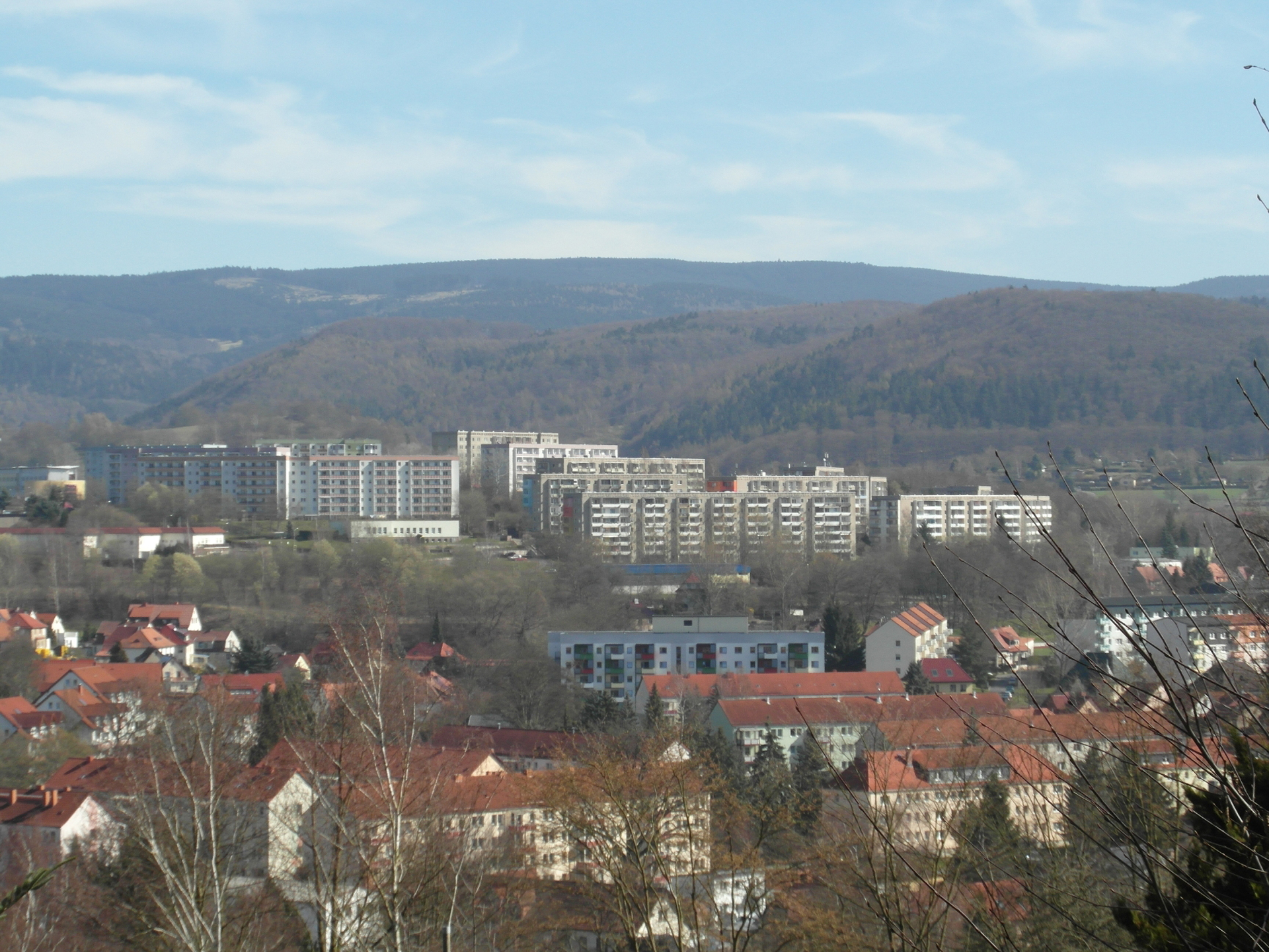 Blick auf die Plattenbauten. Foto: NHW