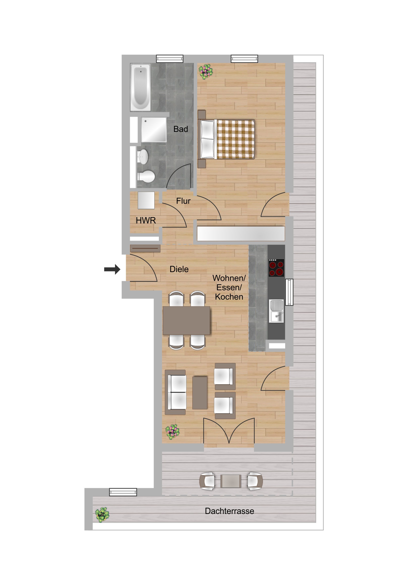2-Zimmer-Wohnung ca. 76,11 m²